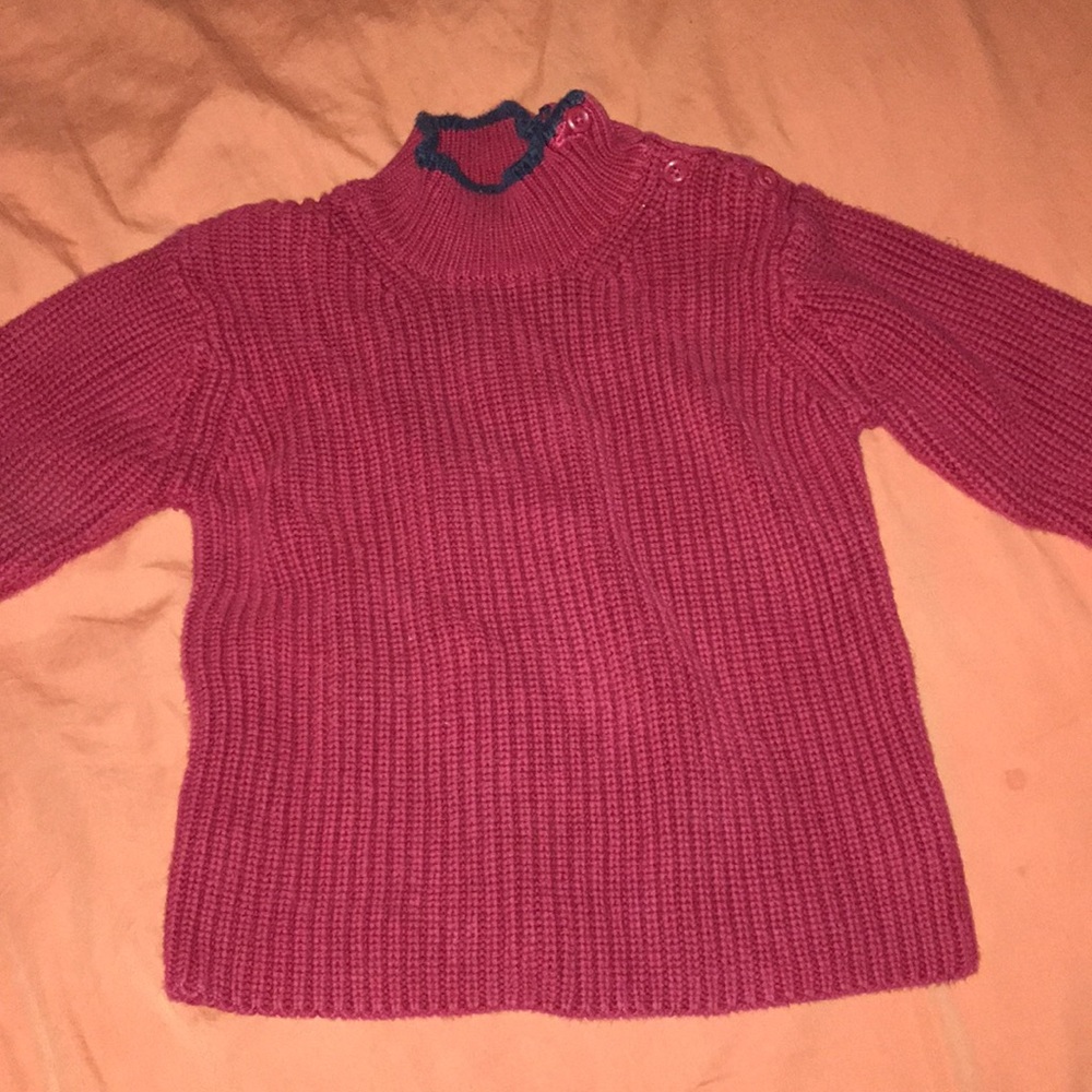 Cute red knitted turtleneck sweater